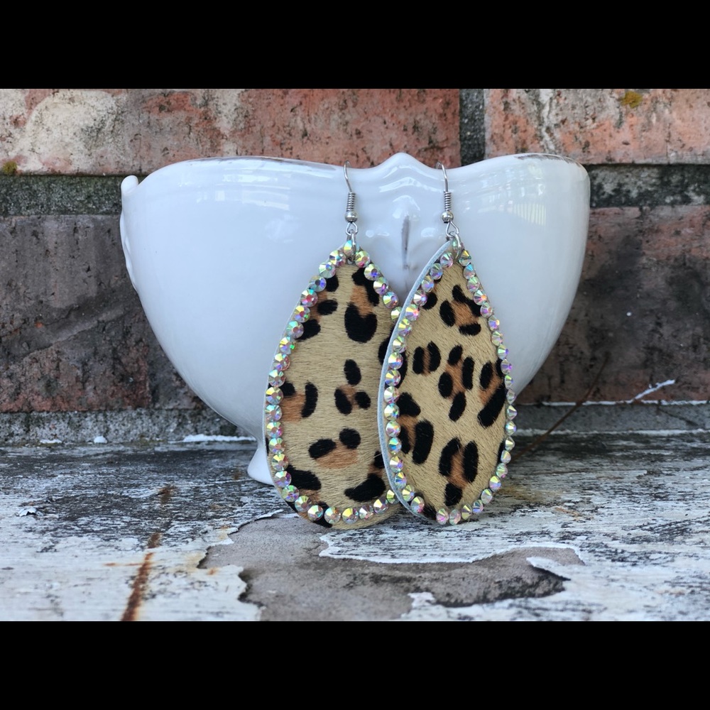 Leopard crystal earrings